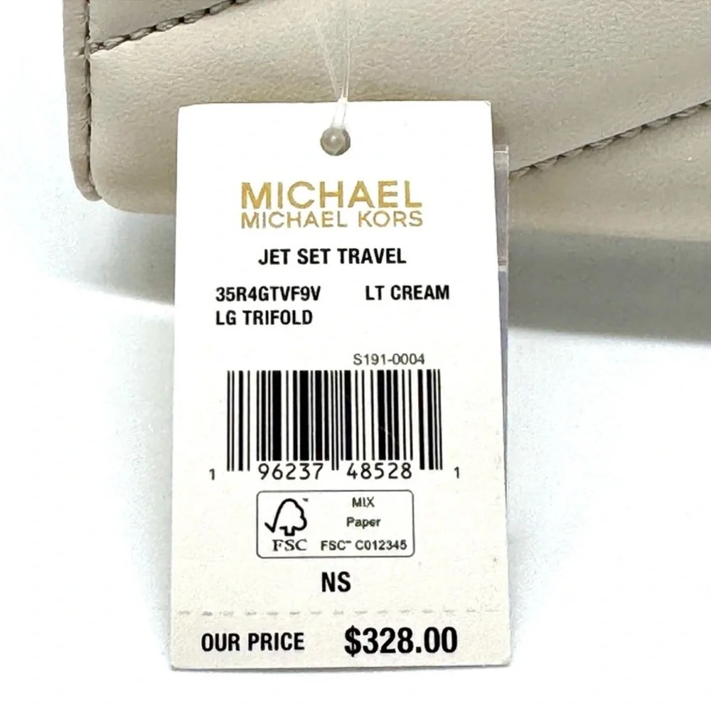 Michael Kors Large Quilted Trifold Wallet Light Cream
